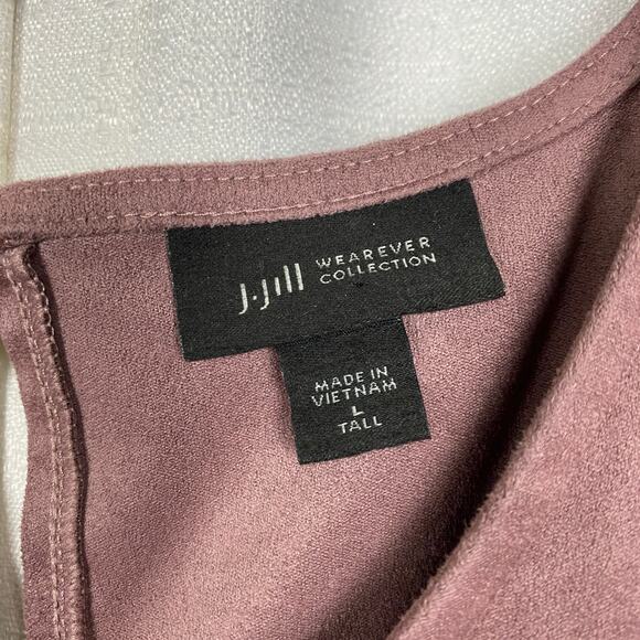 J.Jill Wearever Mauve Haze Ultrasoft Faux Suede Knit Fit&Flare Dress Sz.L Tall - Picture 10 of 15